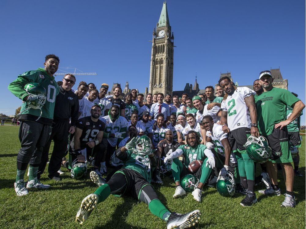 Image result for justin trudeau and the sask roughriders